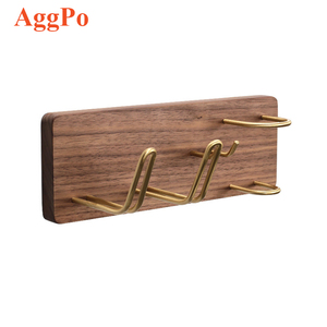 Crochets porte-sèche-<span class=keywords><strong>cheveux</strong></span> muraux en bois, support de sèche-<span class=keywords><strong>cheveux</strong></span> en laiton, base en bois massif - Product Image 1