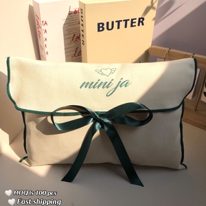 Eco-friendly Durable Custom Logo <b>Printing</b> Cotton Twill Envelope Bag Vivid Makeup Cosmetic Perfume Packaging Cotton Dust Pouch - Product Image 3