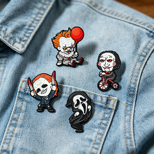 4 Nouveaux Designs de Haute Qualité, Badges Métalliques pour Sac à Dos, Motif Visage de Fantôme Sombre, Drôle et Effrayant, Thème Halloween - Product Image 3
