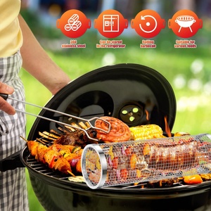 <span class=keywords><strong>Cage</strong></span> de barbecue de taille magnétique en métal de cuisine cylindre en acier inoxydable <span class=keywords><strong>Cage</strong></span> de barbecue ronde à mailles fumées tambour à rouler - Product Image 5