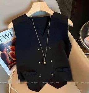 Haut Court en Maille pour <span class=keywords><strong>Femme</strong></span>, Boutonné, Sans Manches, Protection Solaire, Style Preppy - Product Image 5