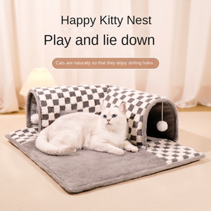 2025 Fabriek Nieuw Ontwerp Kleurrijke Kat <span class=keywords><strong>Tunnel</strong></span> Winter Mat Afneembare En Wasbare Kat Huis Pluche Kat Mat - Product Image 5