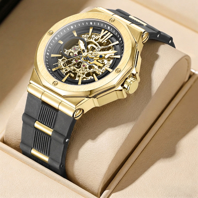 DK&YT Stainless Steel Rose Gold Color Case Mechanical Watch Imported Automatic Movement Gent Skeleton Watches Custom Logo Watch