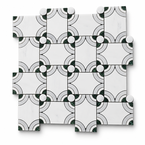 Mosaïque de carreaux en marbre blanc et vert, carrée, émaillée, résistante à l'eau, écologique, design moderne pour salle de bain, hôtel, chambre à coucher, décoration murale intérieure - Product Image 5