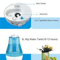 Humidificateur à brume fraîche, humidificateurs d'air à ultrasons pour chambre à coucher bébés maison 3L humidificateurs de bureau à grand remplissage supérieur