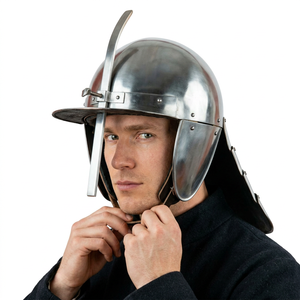 Medieval Knight Helmet Metal Round Shape Polished Antique Style Collectible Artifact - Product Image 1