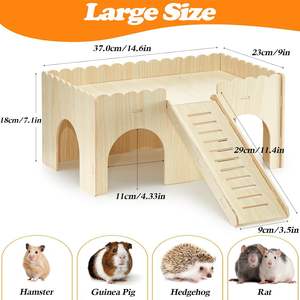 Grande <span class=keywords><strong>Habitat</strong></span> per animali staccabile in legno 4 ingressi rampa castello scale rifugio caverna capanna per cavie ricci piccola gabbia per animali domestici - Product Image 2