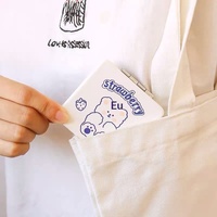 Nouveau miroir de maquillage pliable double face de poche pour étudiant, avec cadre en plastique et motif de dessin animé lapin et ours