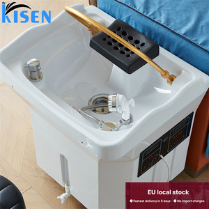 KISEN Stock UE Bac de lavage portable pour salon de coiffure avec circulation d'eau, équipement de spa capillaire, bac à shampoing avec deux réservoirs d'eau - Product Image 5
