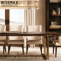 WISEMAX FURNITURE Mobilier de maison américain rétro Ensemble de chaises de table de salle à manger rectangulaire en bois de chêne naturel 8 places pour restaurant