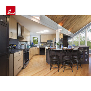 Allandcabinet design personalizzato di cucina con lavello e cappuccio In acciaio inossidabile In appartamento con finitura melamina In legno chiaro - Product Image 1