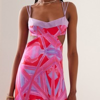 Robe longue asymétrique tie-dye pour femme, dos nu, col en V, collection 2026 Factory Haute Couture