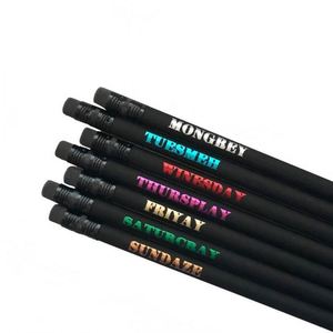 Crayons de golf ronds personnalisés avec logo imprimé, mine HB, en bois noir mat, avec gomme, en vrac, mini - Product Image 2