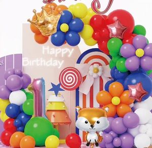 Arco de guirnalda de globos de látex de color arcoíris con <span class=keywords><strong>mono</strong></span> de jirafa Estrella 1 globos de papel de aluminio para bebé ONE 2nd 3rd decoración de fiesta de cumpleaños - Product Image 1