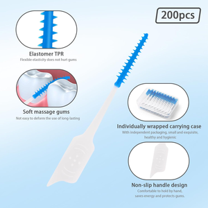 200 pz stuzzicadenti dentali di alta qualità con setole in Silicone delicato per adulti in gomma spazzole interdentali - Product Image 6