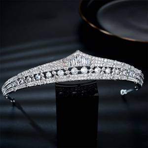 奢华锆石新娘头饰皇冠婚礼舞会周年发带珠宝女镀银 - Product Image 6