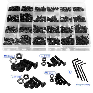 Black High Strength Flat Head Countersunk Hex Screws M2 M3 M4 M5 Nuts Set With Hex Wrench Boxed Kit - Product Image 1