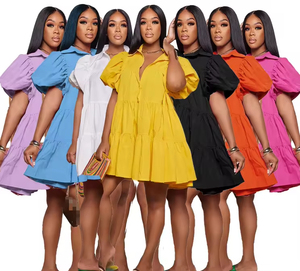 Vestidos Casuales Holgados de Manga Corta para Mujer, Moda Urbana, Tallas Grandes, Venta al Por Mayor - Product Image 1