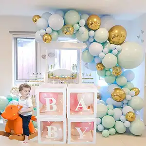 Party Decoration Led Light String Balloon Boxes Transparent Baby Shower Boxes Christening Birthday Party Favor