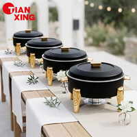 TIANXING Réchaud de buffet commercial noir et or en acier inoxydable, chauffe-plats pour mariages, fêtes et événements