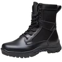 Bottes tactiques pour hommes en gros, respirantes avec doublure en maille, chaussures de randonnée et d'entraînement noires à lacets, semelle extérieure en caoutchouc pour été et hiver
