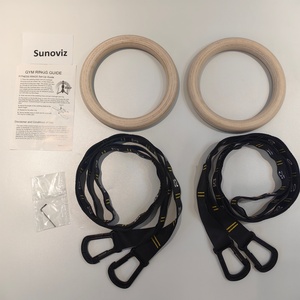 Anillas de Gimnasia de Madera de Abedul de 32 mm con Correas Ajustables, Equipo de <span class=keywords><strong>Calistenia</strong></span> y Entrenamiento de Fuerza para Gimnasio <span class=keywords><strong>en</strong></span> Casa - Product Image 1