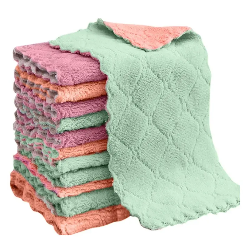 wholesale cheap kitchen and bathroom appliances coral fleece towels microfiber kitchen cleaning cloth