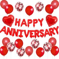 Kit de Décoration Anniversaire Noir Blanc Or – Bannière Joyeux Anniversaire, Ballons Cœur en Latex et Aluminium pour Célébration de Mariage, Événement Surprise, Nuit Romantique