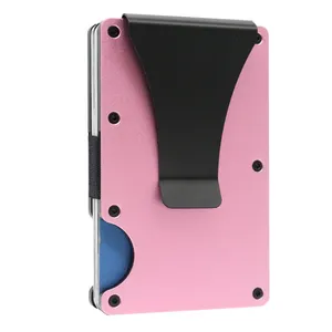 X-WORLD Slim RFID Blocking Card Holder Bolso Frontal Carteira De Alumínio Com Clipe De Dinheiro, Carteira De Metal Minimalista Para Homens E Mulheres