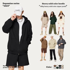 Vêtements pour hommes <span class=keywords><strong>RS</strong></span> |   Manteau pull zippé en coton épais 400G, couleur unie, à capuche, style streetwear, coupe ample, collection Automne Hiver - Product Image 2