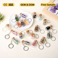 Porte-clés personnalisé en cristal de guérison fait main, bouteille à vœux, thème amour, pour décoration, vente en gros
