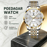 Jam Tangan Pria POEDAGAR 836 Mewah Quartz Rose Gold Tali Baja Tahan Karat Tahan Air Kalender Model Bisnis Fashion Jam Tangan Pria