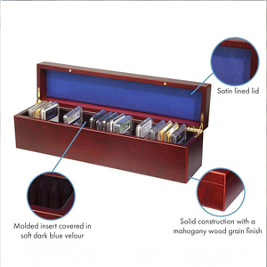 Boîte de rangement en <span class=keywords><strong>bois</strong></span> <span class=keywords><strong>massif</strong></span> à 2 rangées, pour support de pièces de monnaie certifiées PCGS NGC, boîte de rangement pour pièces de monnaie - Product Image 5