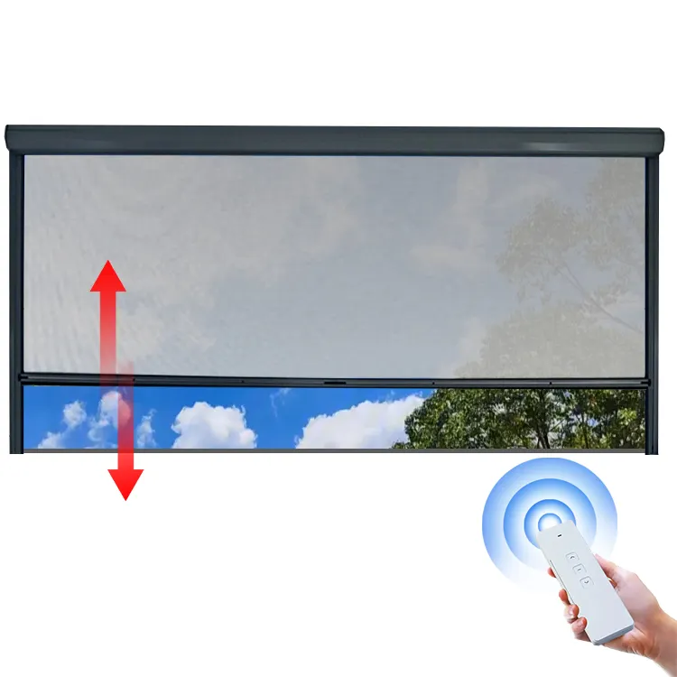 Best selling OEM Customized Retractable Metal Frame durable Waterproof Automatic vertical Fabric curtain sun shade Roller Blinds