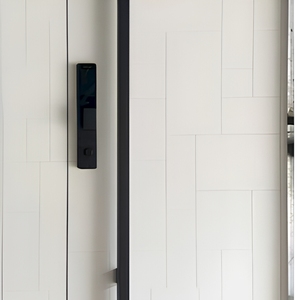 <span class=keywords><strong>Porte</strong></span> d'entrée intelligente de luxe moderne Prima, en aluminium et acier blanc, avec design géométrique en blocs, pour villa - Product Image 4