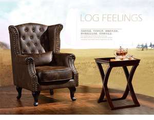 Hete Verkoop Hoge Rug Accent Lederen Stoel Traditioneel Design Stijl Woonkamer Chesterfield Vleugelrugstoelen - Product Image 4