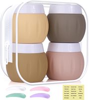 Fournisseur direct d'usine, ensemble de pots de voyage en silicone avec couvercle à vis, design cuillère, logo personnalisé, pour coffrets cadeaux cosmétiques