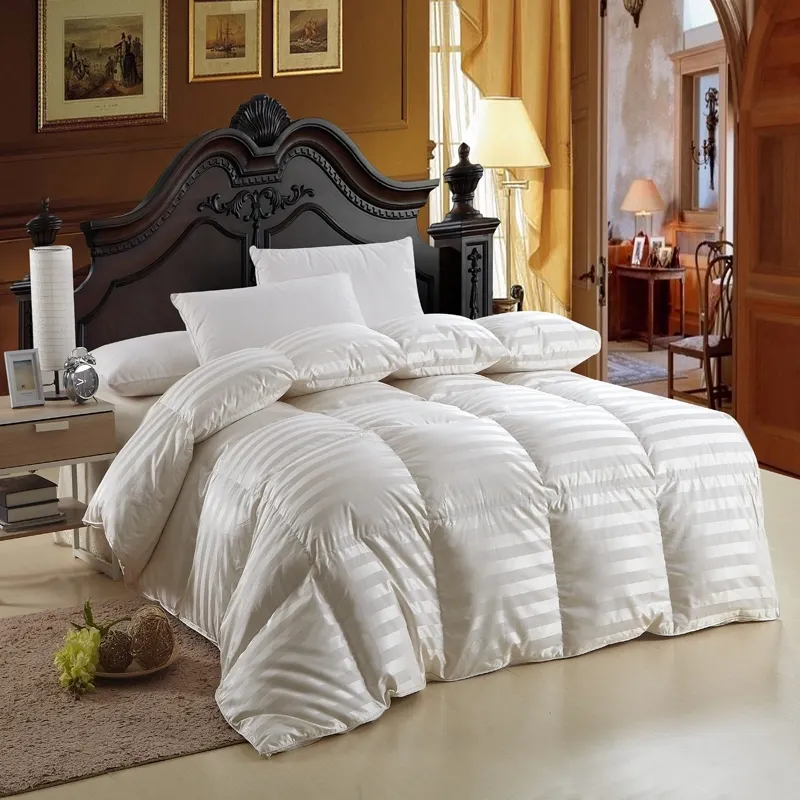 high quality hilton hotel 95% white goose down duvet double single size white 100% cotton duvet