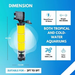 Système de filtration interne longue portée Premium 9908 pour aquarium – Filtre puissant pour aquarium avec filtration mécanique, biologique et oxygénation - Product Image 5