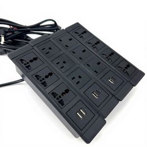 ปลั๊กไฟแบบฝังโต๊ะ 6 ช่อง 2 พอร์ต USB วัสดุ ABS รางปลั๊กไฟแบบตั้งโต๊ะสำหรับสำนักงาน ห้องประชุม ตู้เก็บของ - Product Image 1