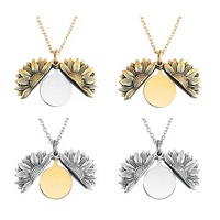 Collier pendentif en acier inoxydable motif tournesol avec chaîne en bambou, forme de fleur, unisexe, cadeau de vacances, bijoux
