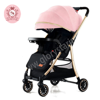 Poussette pliante portable 3-en-1 en PU durable à la mode avec siège en lin et ceinture de sécurité à cinq points pour les enfants