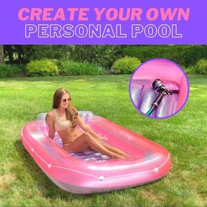 Transat flottant gonflable Suntan Tub Classic Edition rose, transat hybride pour piscine, avec coussin confortable - Product Image 5