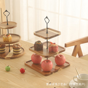 Wooden Dessert Display <b>Stand</b> <b>3</b> <b>Tier</b> Square Tray For <b>Cake</b> Fruit Pastry Wedding Party Tableware - Product Image 4