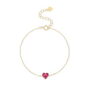 SPJ Popular Choice S925 Sterling Silver <b>Red</b> Heart <b>Bracelet</b> 18K Gold Plated Minimalist Fine Jewelry for Women Everyday Wear Gift - Product Image 6