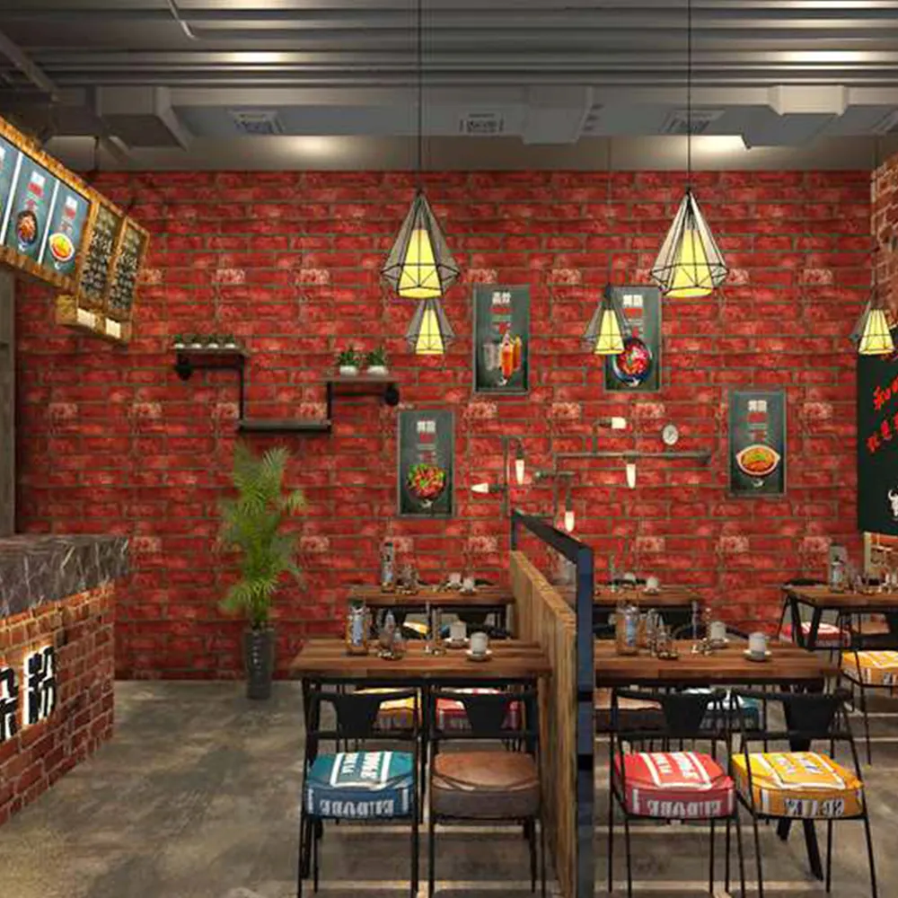 New Cafe Coffee Shop Dinding 3d Wall Mural White 3d Brick Wallpaper
