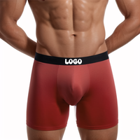 Sous-vêtements pour hommes à jambes longues, respirants, grande taille, boxer personnalisé avec logo, coton de bambou, doux, confortable, sans couture, vente chaude