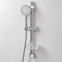 Set Shower Genggam Chrome dengan Batang Geser yang Dapat Disesuaikan, Selang Terjalin, Tombol Pause Satu Sentuhan, dan Rel Shower Dinding untuk Kamar Mandi