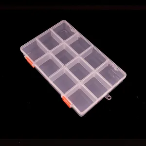 12 डिब्बे स्पष्ट एकल डिब्बे आकार समायोज्य प्लास्टिक भंडारण बॉक्स के लिए छोटे शिल्प और Rhinestones