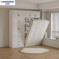 Lit escamotable mural avec armoire intégrée, design moderne, durable, en bois massif, rotatif et invisible